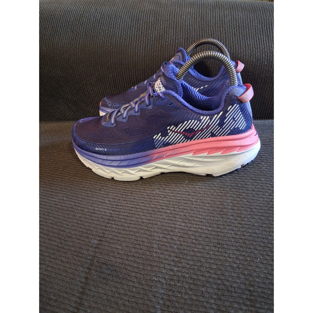 Hoka One One Bondi 5 Womens Running Shoes Blue Pink 1014759 BSTW Size 7